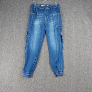 VIP JEANS WOMENS BLUE CARGO POCKET GORPCORE JOGGER DENIM PANTS SIZE 11/30